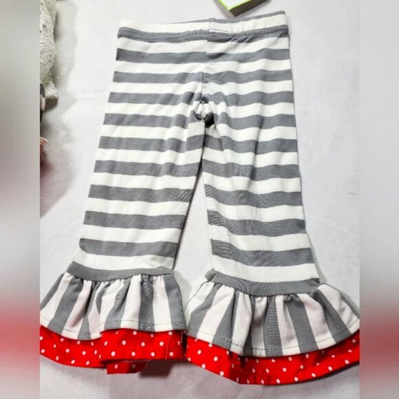 COUNTING DAISIES STRIPED/POLKA DOT HOLIDAY PANT SET NWT - Picture 5 of 6